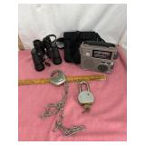 Tasco Binoculars, Radio, and Locks