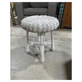 White Wicker Round Stool