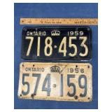 1956 and 1959 Ontario License Plates