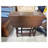 Drop-Leaf Wooden Table with Turned Legs