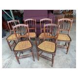 6 Wooden Caned Chairs