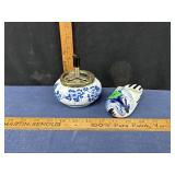 Vintage Blue & White Porcelain Spinning Ashtray