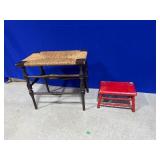 Stool Pair with Rush and Painted Finishes