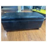 Black Faux Leather Storage Ottoman