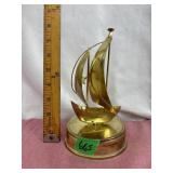 MCM Solid Brass Sailboat Sculpture With A Seagull
