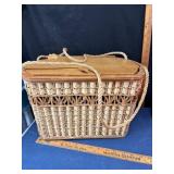 Woven Basket with Wooden Lid