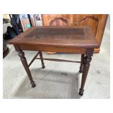 Wooden Stool With Woven Cane Top