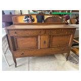 Vintage Oak Sideboard With Mirror