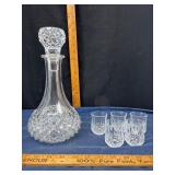 Cut Glass Decanter Set With Glasses