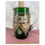 Hand Blown Victorian Emerald Green 6' Glass Jug