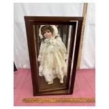 Porcelain Doll in Glass Display Case