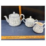 1977 Ceramic Teapot Set with Relief