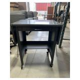 Gray Metal Rolling Drop-Leaf Table