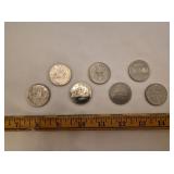 1 Dollar Canadian Coins x 7(1968, 1969, 1971,