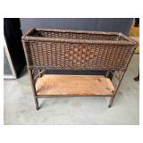 Wicker and Wood Planter Stand