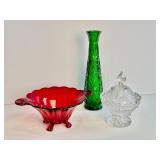 1960s Forest Green starburst Bud vase, 9? tall by