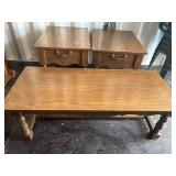 Wood Coffee Table and Side Tables Set