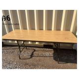 Wooden Folding Table on Metal Legs