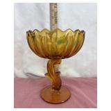 Vintage Indiana Amber Pressed Glass Lotus Blossom
