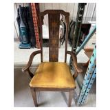 Wooden Chair with Gold Upholstery
