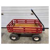 Wooden Red Wagon with Handle