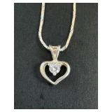 Sterling silver necklace and pendant with CZ.