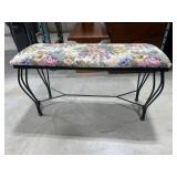 Floral Upholstered Metal Bench