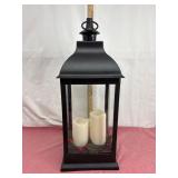 Black Plastic Lantern With Candles