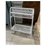 White Wicker Two-Tier Shelf