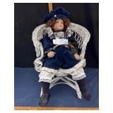Porcelain Doll in Blue Outfit