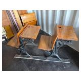 Wood and Cast Iron School Desk