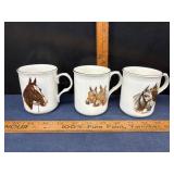 3 Sadler Horse-Themed Mugs