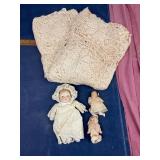 Three Bisque Dolls and Lace
