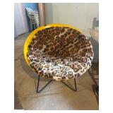 Yellow Retro Chair with Leopard Cushion