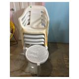 Stackable Plastic Chairs with Table