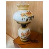 Vintage Floral Glass Hurricane Lamp