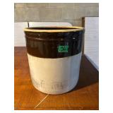 Brown and Tan Stoneware Crock