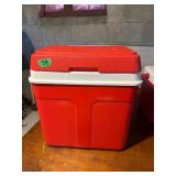 Small Red Plastic Cooler with Handle