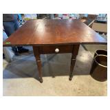Wood Drop-Leaf Table With Drawer