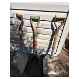Three Wooden-Handled Shovels