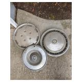 Three Vintage Car Hubcaps