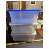Three Plastic Storage Bins