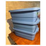 3 Rubbermaid Roughneck Totes