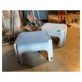 Two Blue Plastic Stools
