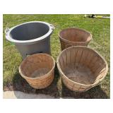 Utility Bucket with 3 Wooden Baskets