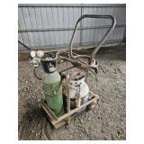Complete oxy-propane metal cutting torch setup.