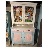 Two-Toned Wooden Hutch with Decal Doors
