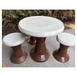 Brown and White Plastic Patio Set