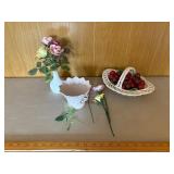 Decorative Ceramic Vase and Basket Set