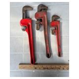 Three Adjustable Pipe Wrenches